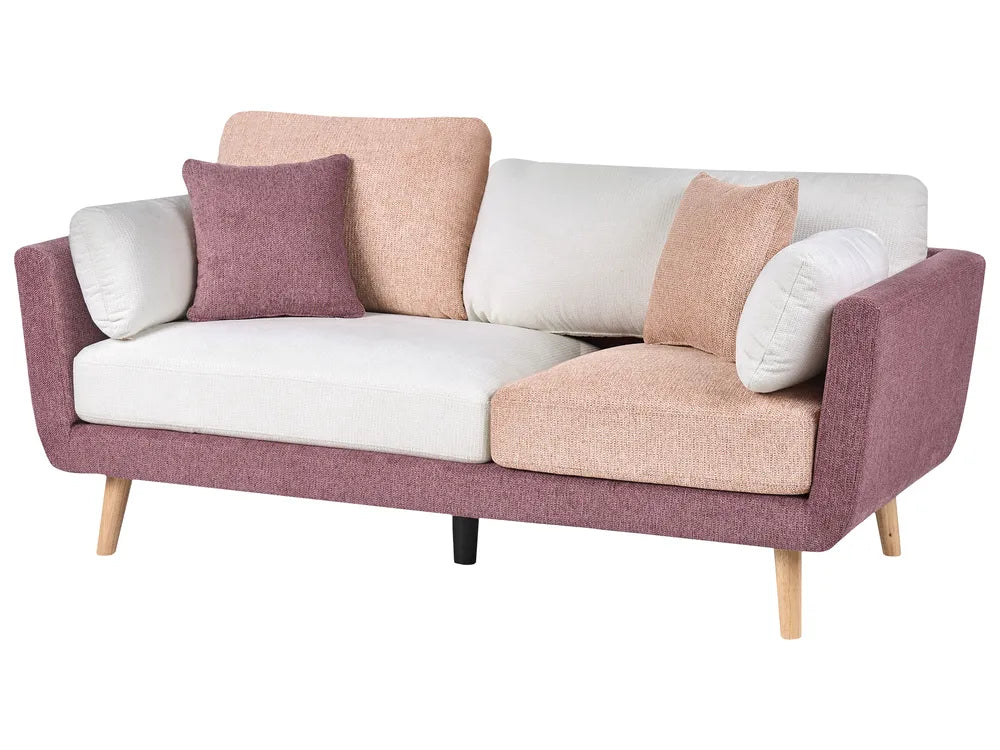 Living Room Set 4 Seater Fabric Pink Chira