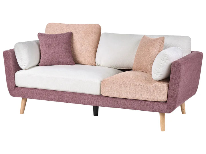 Living Room Set 4 Seater Fabric Pink Chira