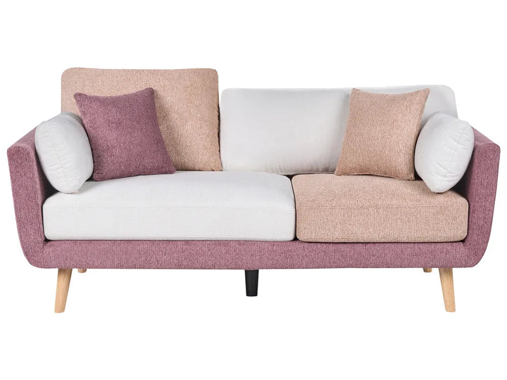 Living Room Set 4 Seater Fabric Pink Chira
