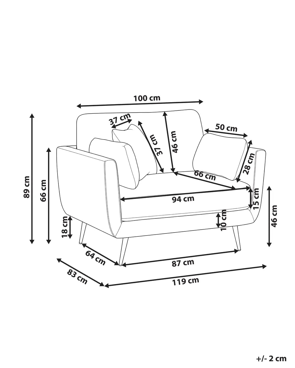 Armchair Fabric Brown Chira