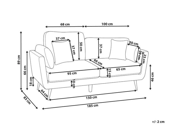 Sofa 3 Seater Fabric Black Chira