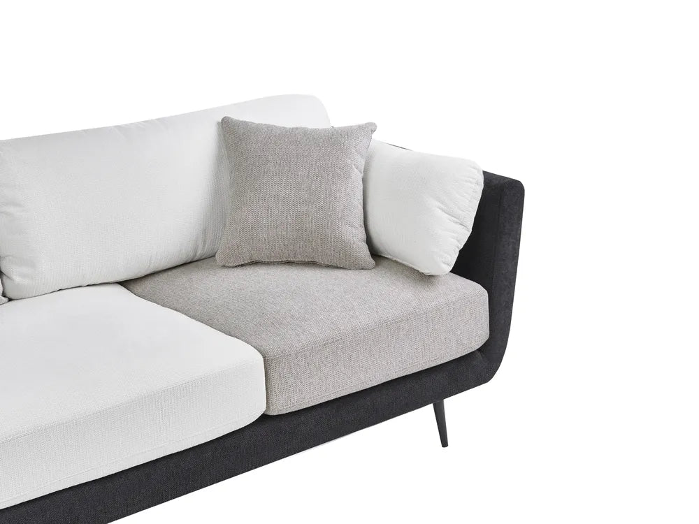 Sofa 3 Seater Fabric Black Chira