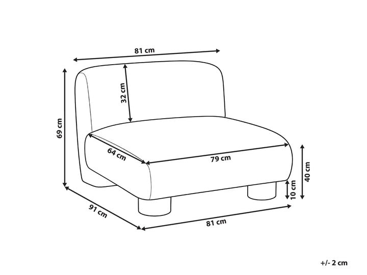 1-Seat Section Off-White Boucle Arlesia
