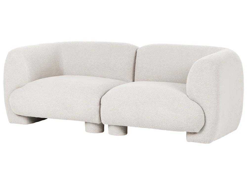 Modular Living Room Set 4 Seater Off-White Boucle with Ottoman Arlesia