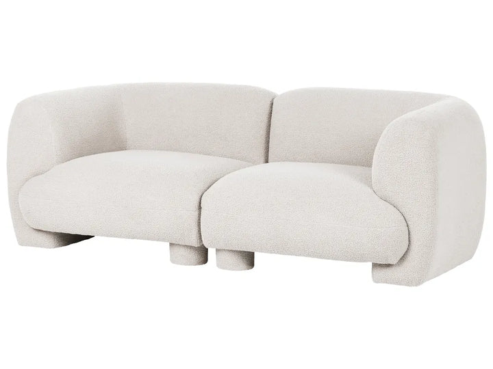 Modular Living Room Set 4 Seater Off-White Boucle with Ottoman Arlesia