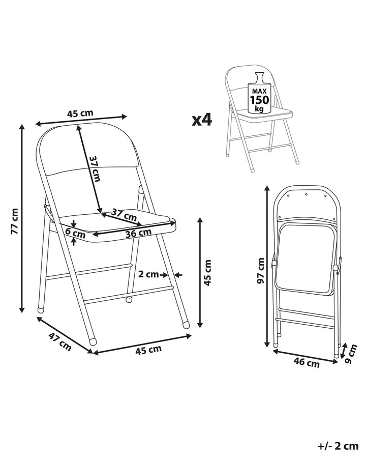 Set of 4 Folding Chairs Metal White Aderes