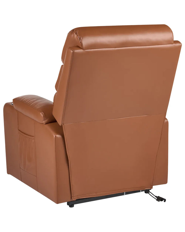 Electric Recliner Chair Faux Leather Golden Brown Wimberly
