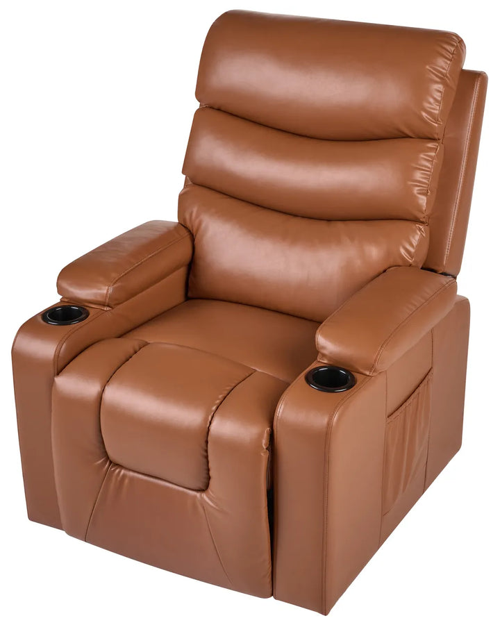 Electric Recliner Chair Faux Leather Golden Brown Wimberly