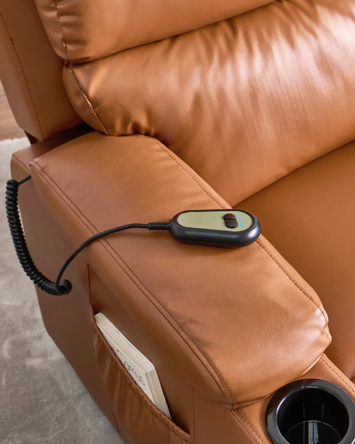 Electric Recliner Chair Faux Leather Golden Brown Wimberly
