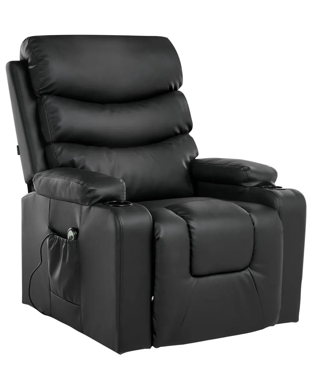 Electric Recliner Chair Faux Leather Black Wimberly