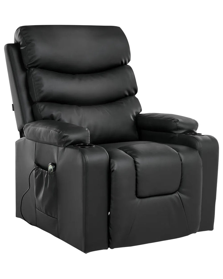 Electric Recliner Chair Faux Leather Black Wimberly