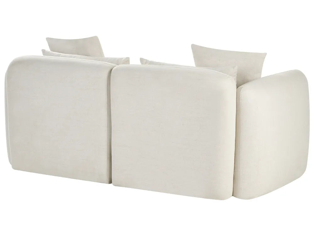 An off-white upholstered sofa section or modular sofa seat with rounded arms and two matching back cushions, shown on a plain white background.