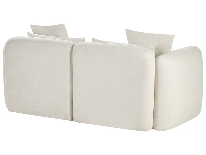 An off-white upholstered sofa section or modular sofa seat with rounded arms and two matching back cushions, shown on a plain white background.