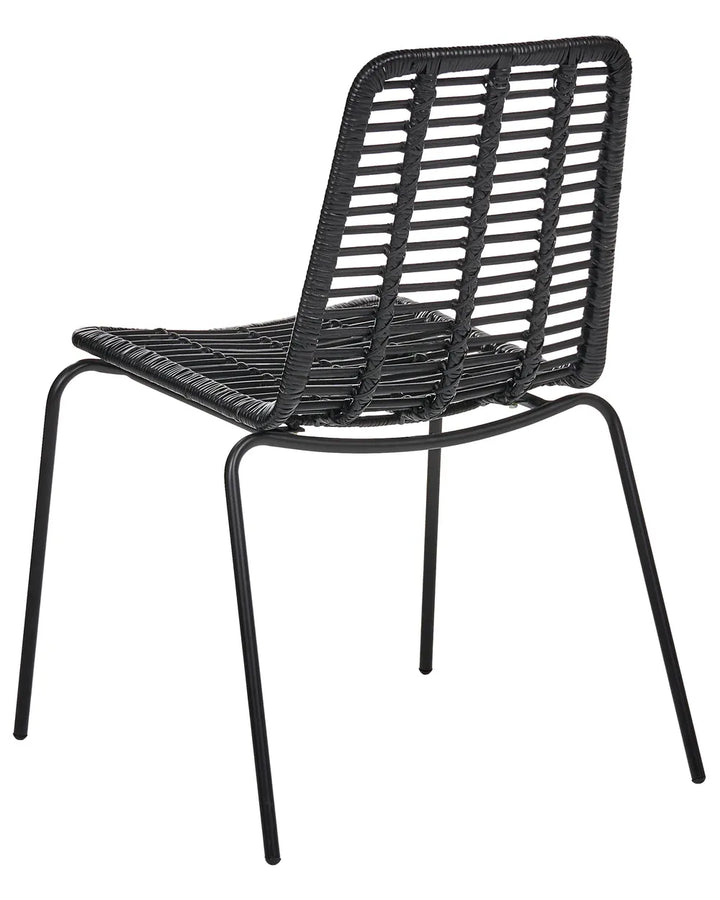 Set of 2 Dining Chairs Rattan Black Danard