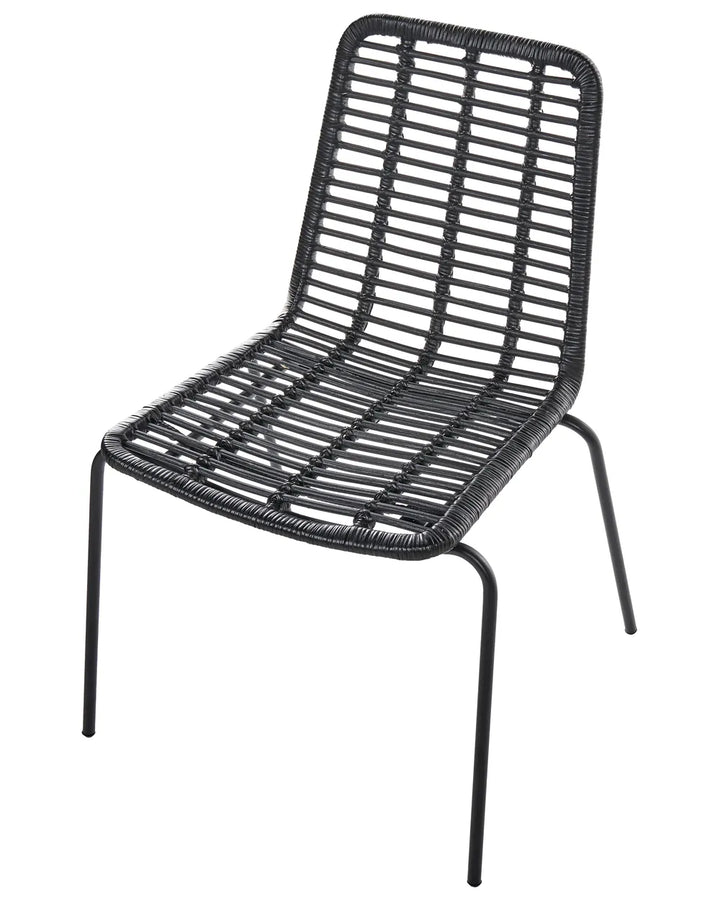 Set of 2 Dining Chairs Rattan Black Danard