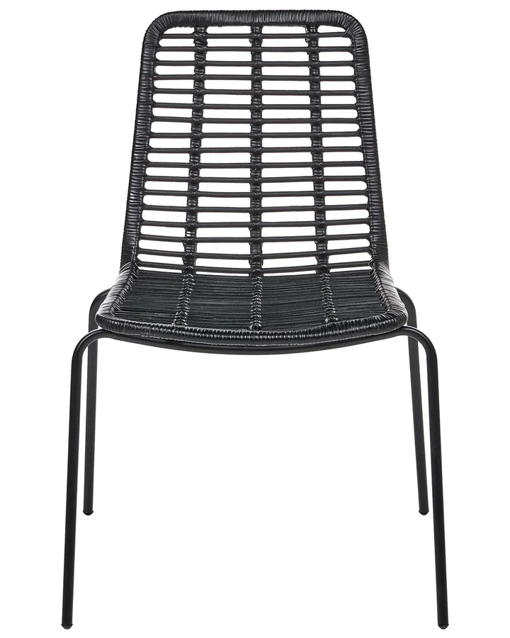 Set of 2 Dining Chairs Rattan Black Danard