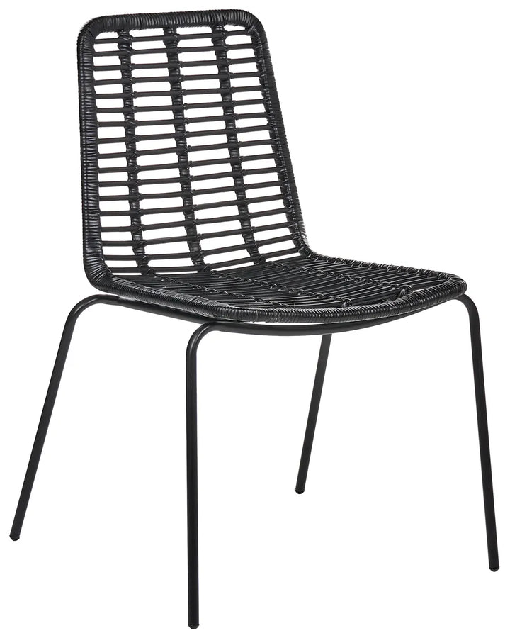 Set of 2 Dining Chairs Rattan Black Danard