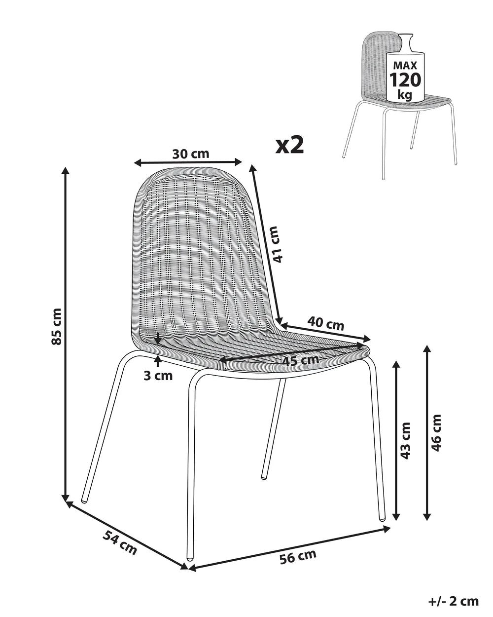 Set of 2 Dining Chairs Rattan Natural Andrena