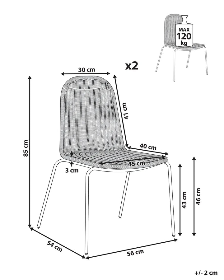 Set of 2 Dining Chairs Rattan Natural Andrena