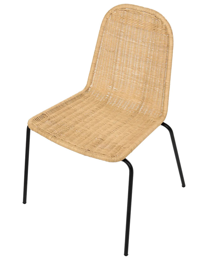 Set of 2 Dining Chairs Rattan Natural Andrena