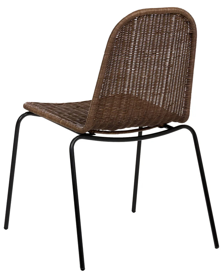 Set of 2 Dining Chairs Rattan Dark Brown Andrena