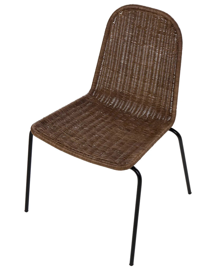 Set of 2 Dining Chairs Rattan Dark Brown Andrena