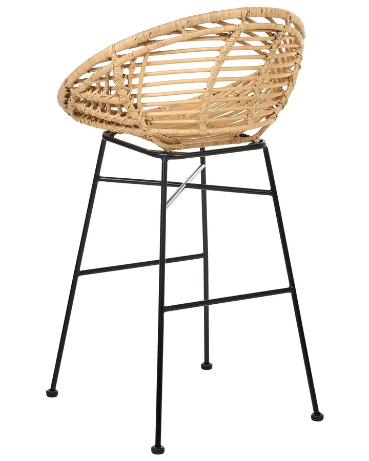 Set of 2 Bar Chairs Rattan Natural Camillie