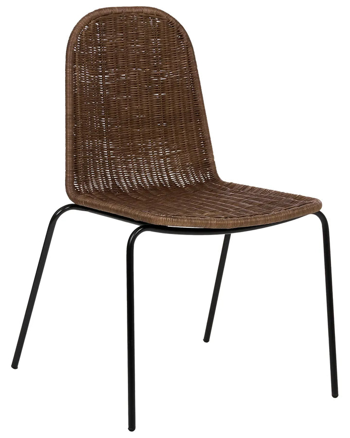 Set of 2 Dining Chairs Rattan Dark Brown Andrena