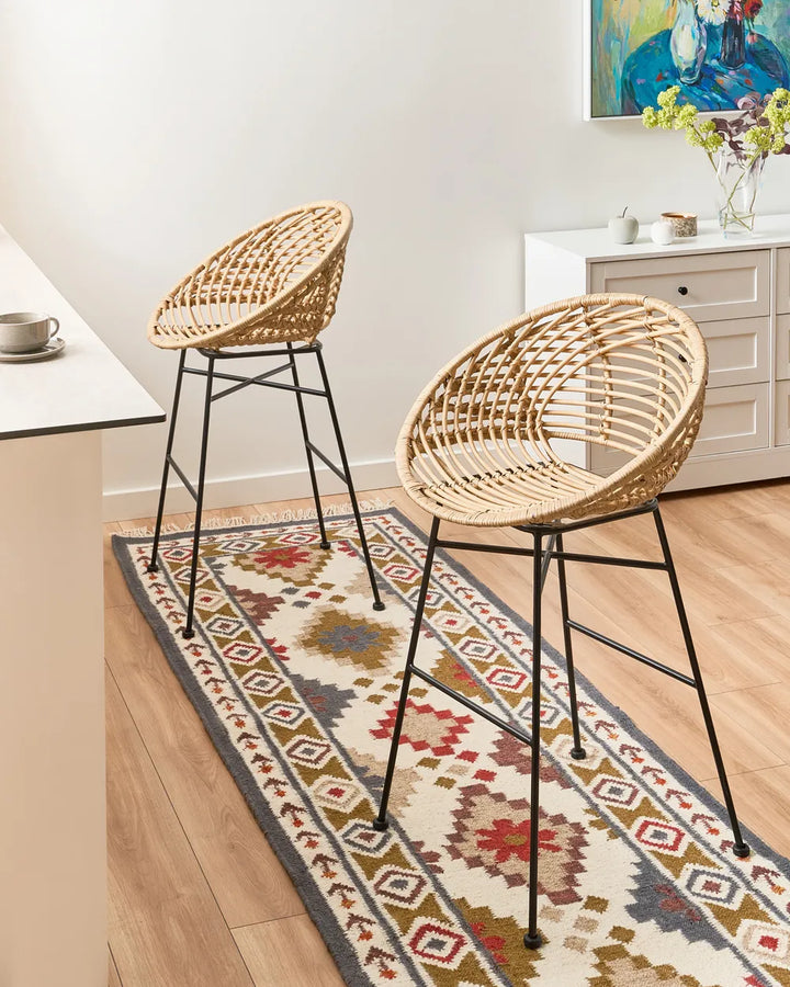 Natural rattan chairs with sturdy iron frames
