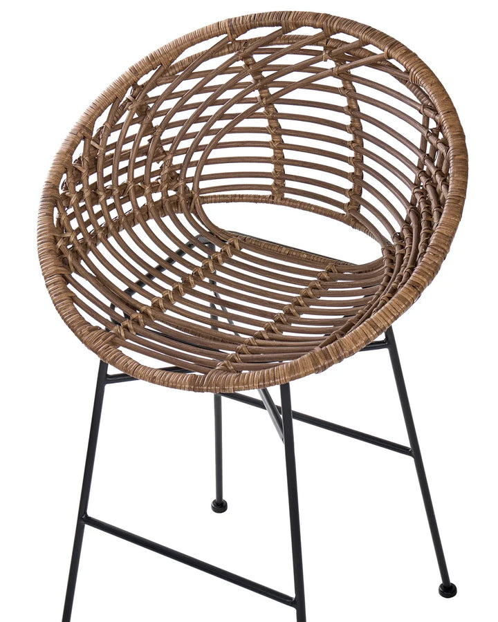 Set of 2 Bar Chairs Rattan Brown Camillie