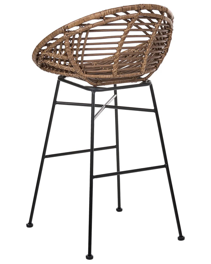 Set of 2 Bar Chairs Rattan Brown Camillie