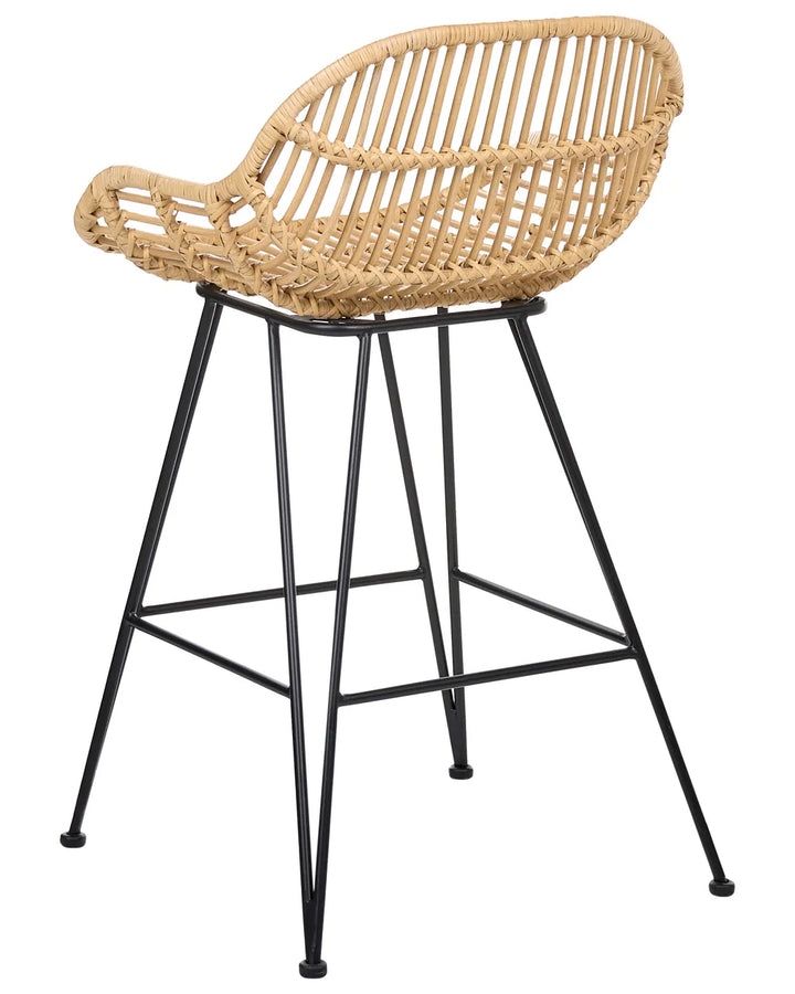 Set of 2 Bar Chairs Rattan Natural Keema
