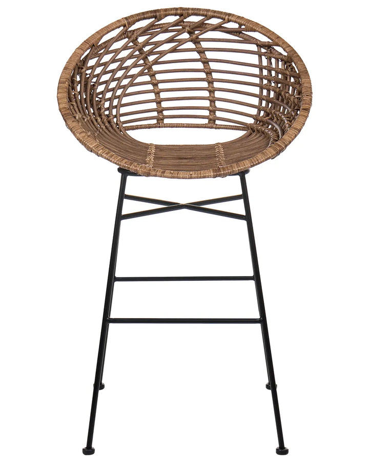 Set of 2 Bar Chairs Rattan Brown Camillie