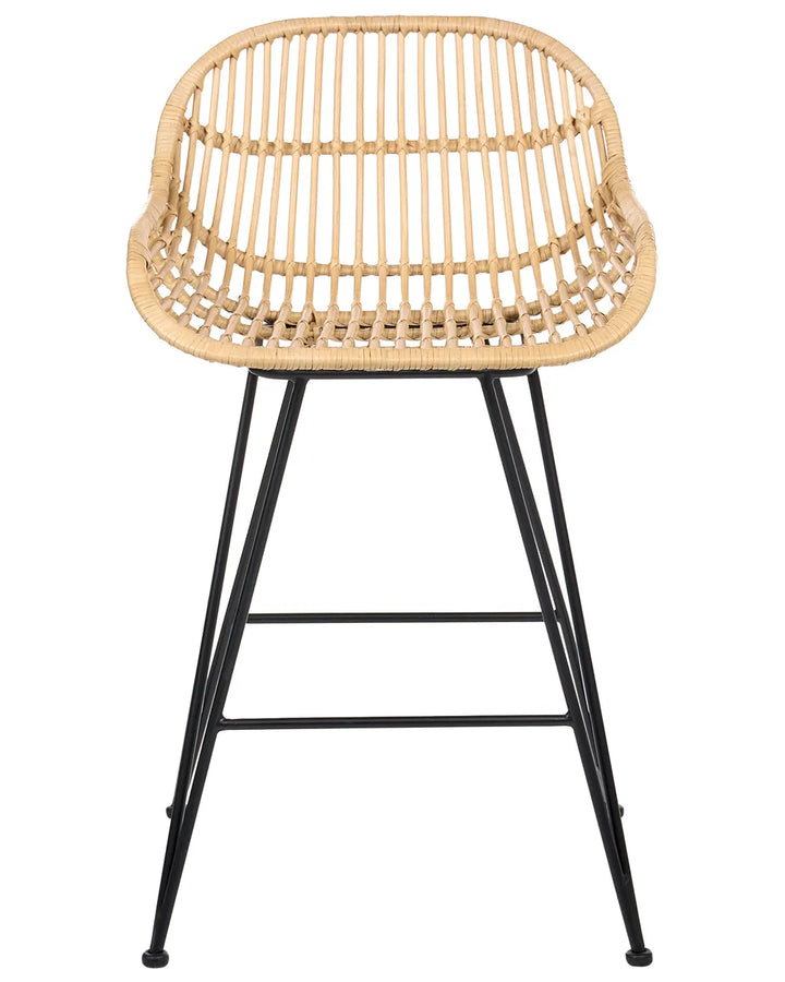 Set of 2 Bar Chairs Rattan Natural Keema
