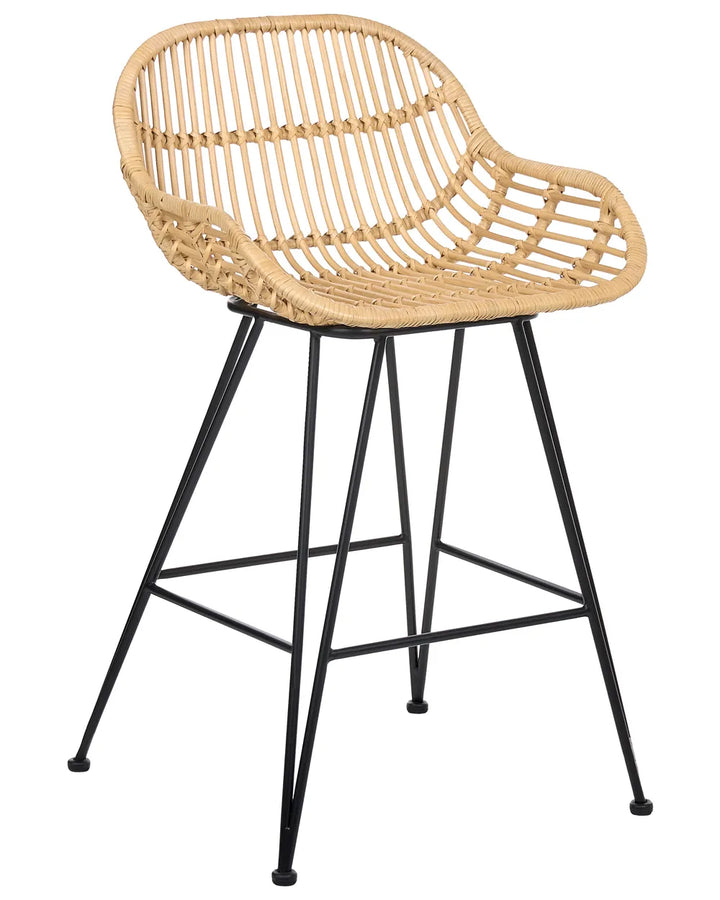 Set of 2 Bar Chairs Rattan Natural Keema