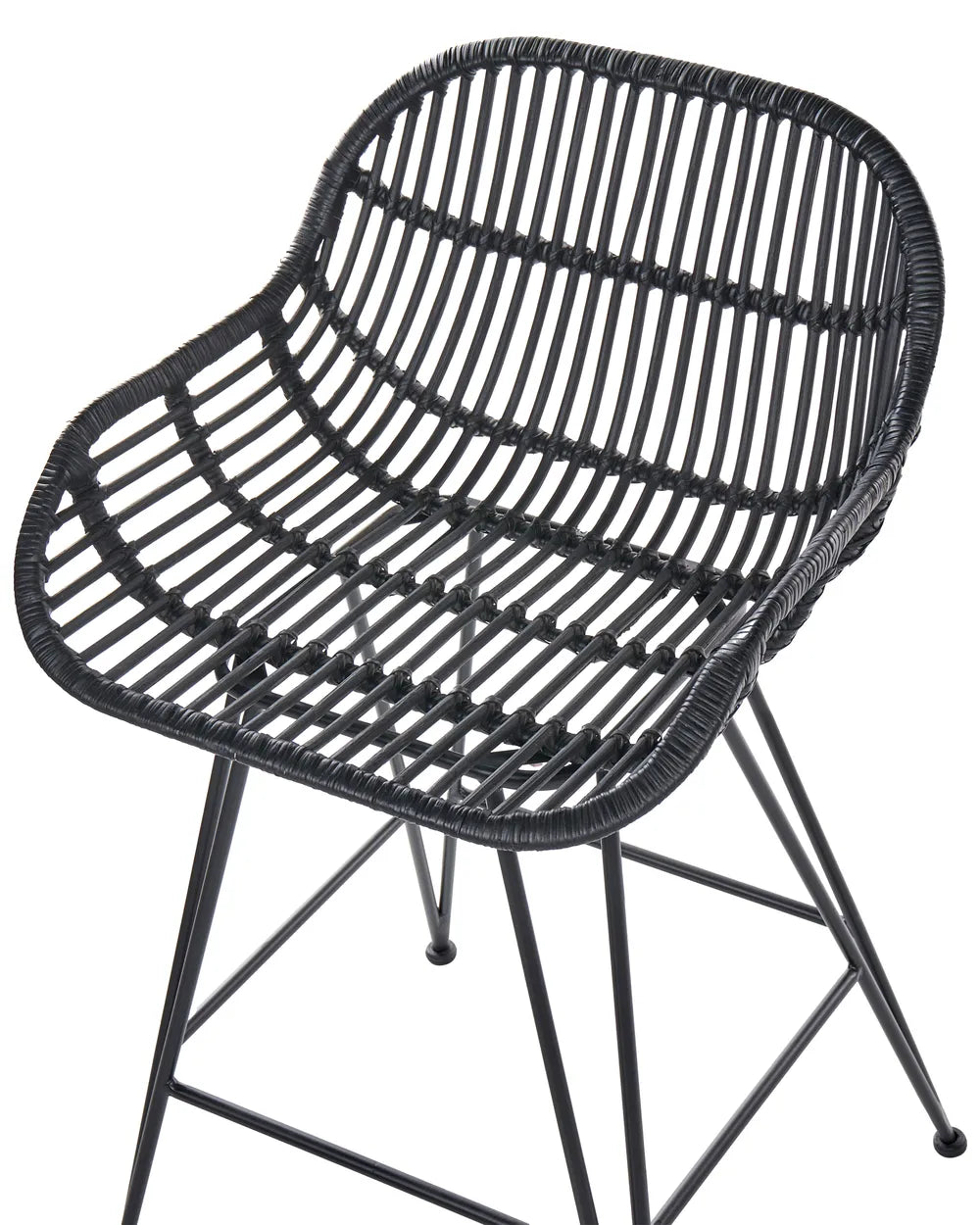 Set of 2 Bar Chairs Rattan Black Keema