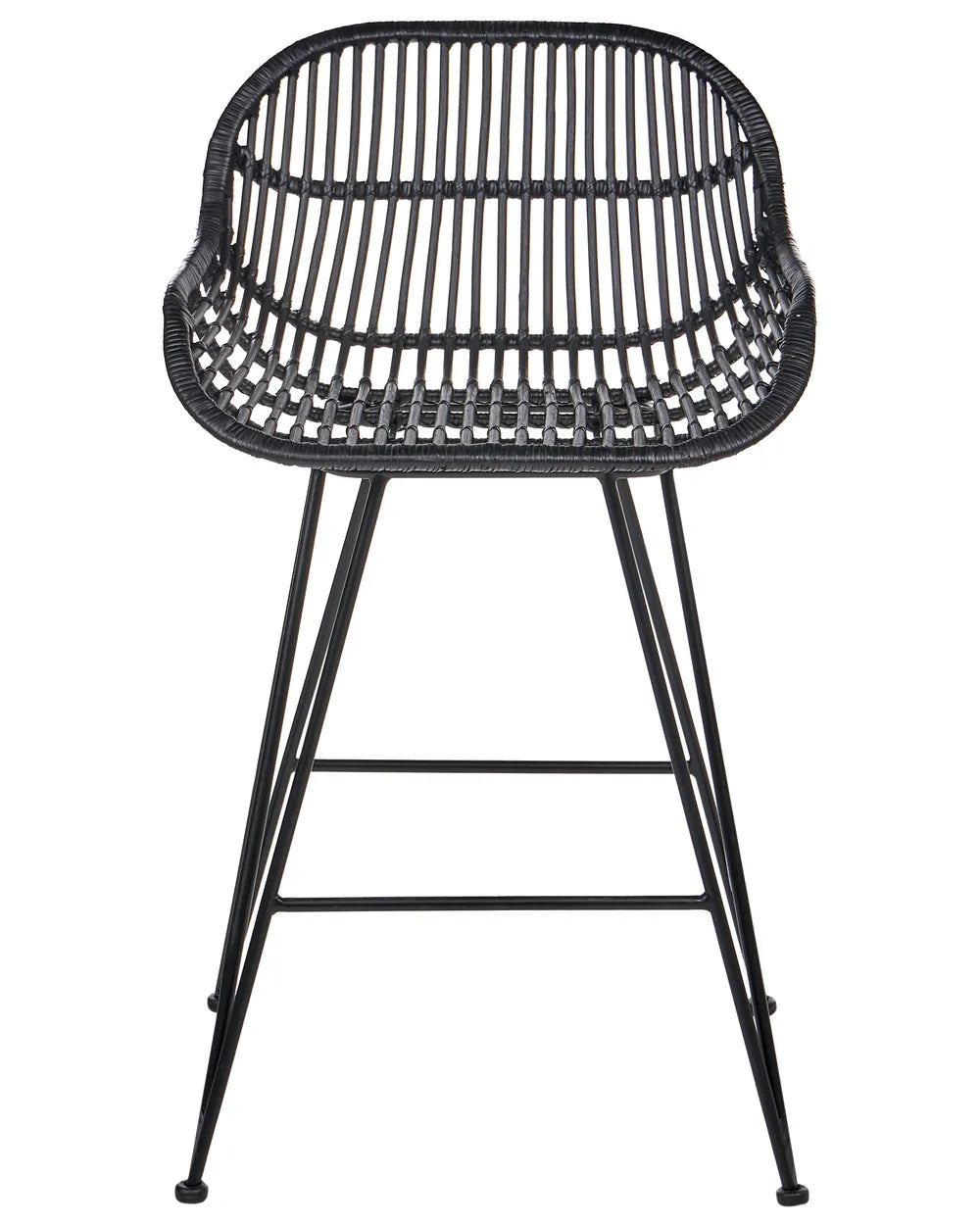 Set of 2 Bar Chairs Rattan Black Keema