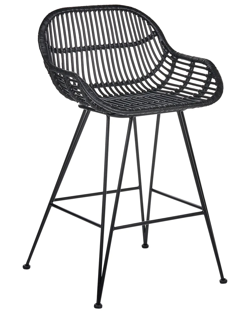 Set of 2 Bar Chairs Rattan Black Keema