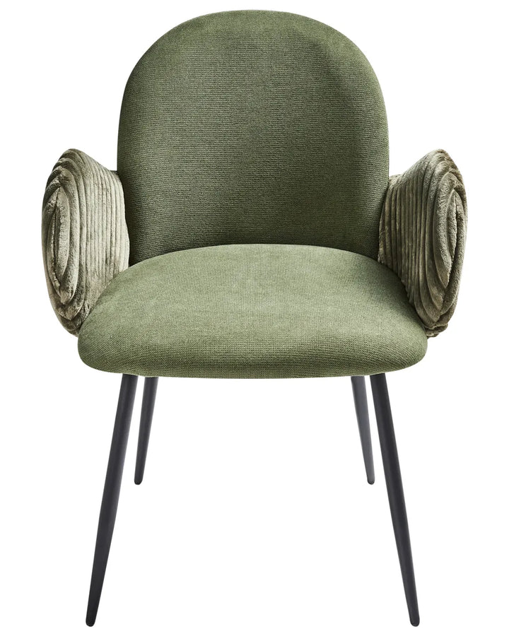 Set of 2 Dining Chairs Fabric Green Holly