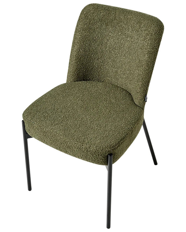 Set of 2 Chairs Boucle Dark Green Laziza