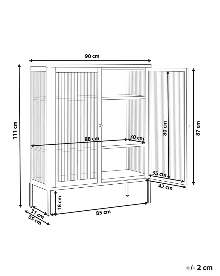 Glass Display Sideboard Metal 90 cm Black Carbin