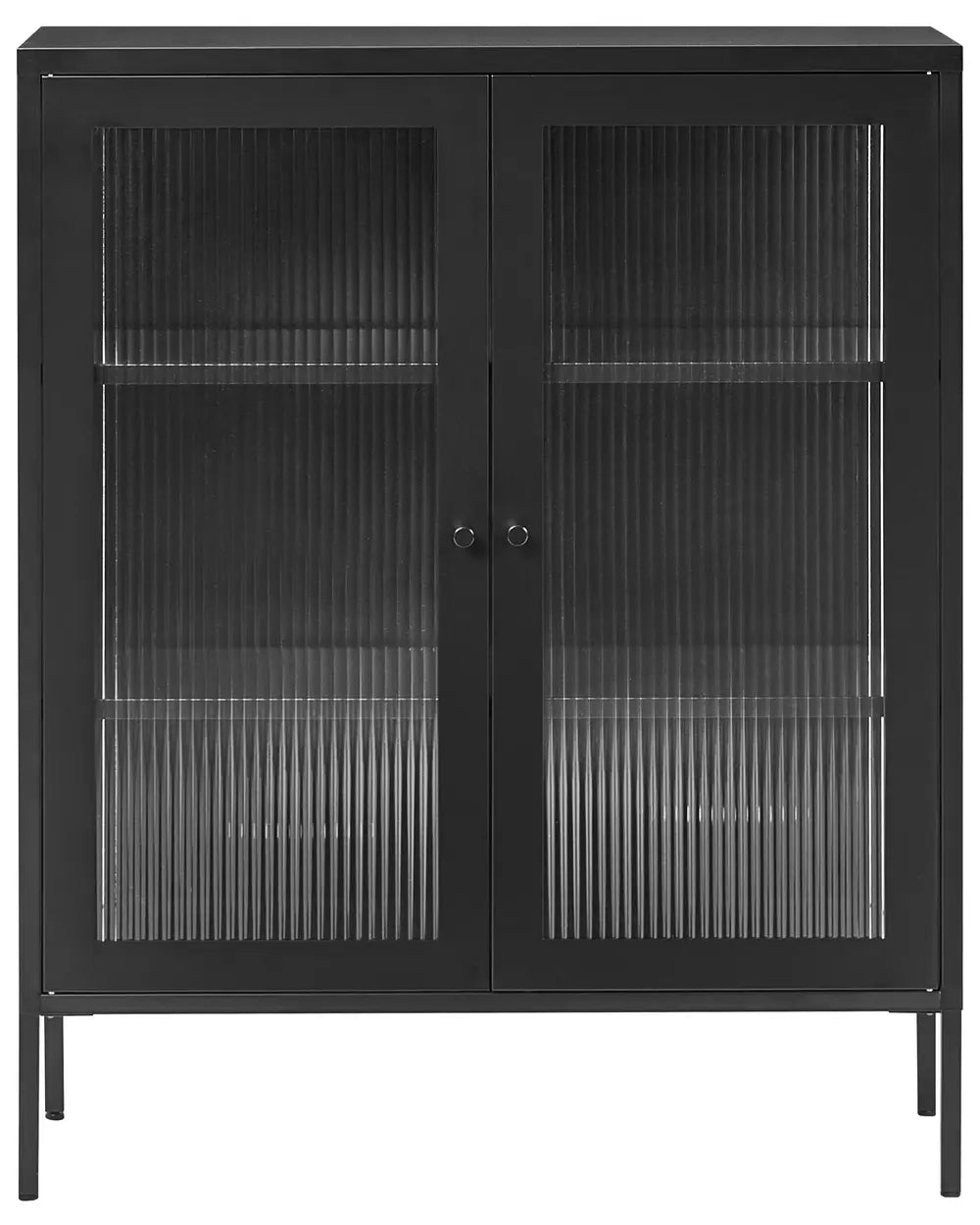 Glass Display Sideboard Metal 90 cm Black Carbin