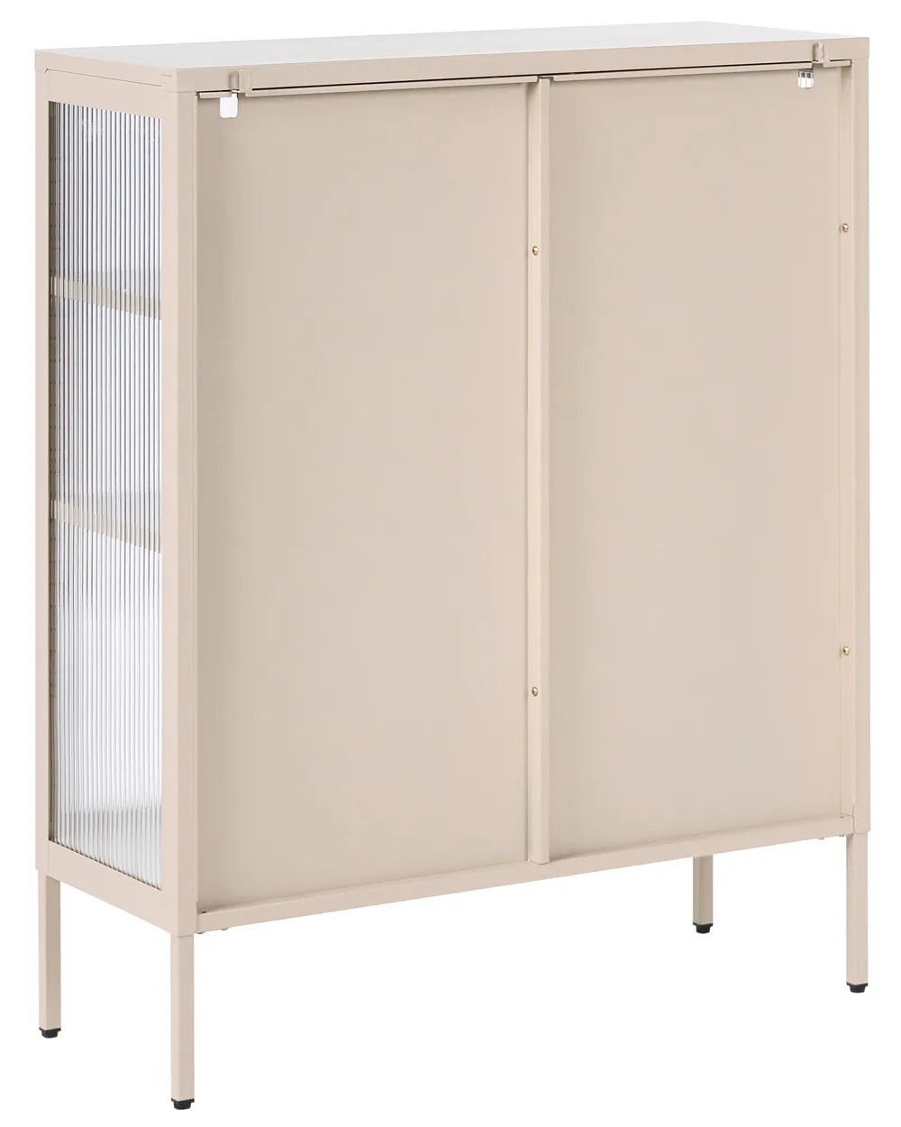 Glass Display Sideboard Metal 90 cm Beige Carbin