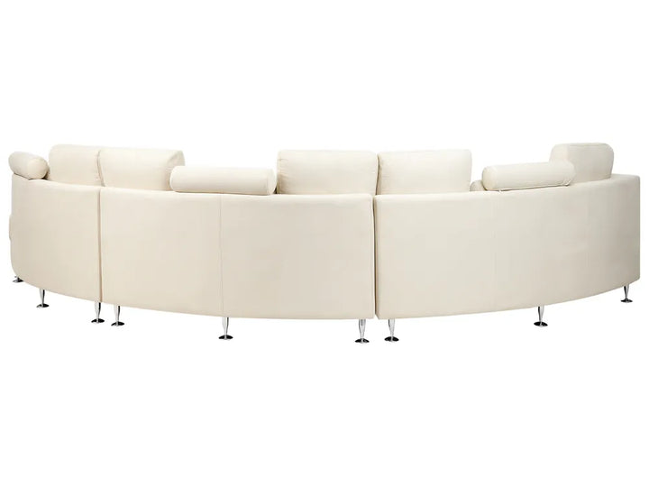 Curved Sofa 7 Seater Fabric Beige Colman