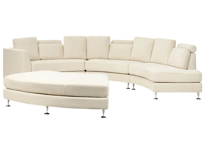 Beige 7-seater sofa with modern curved shape