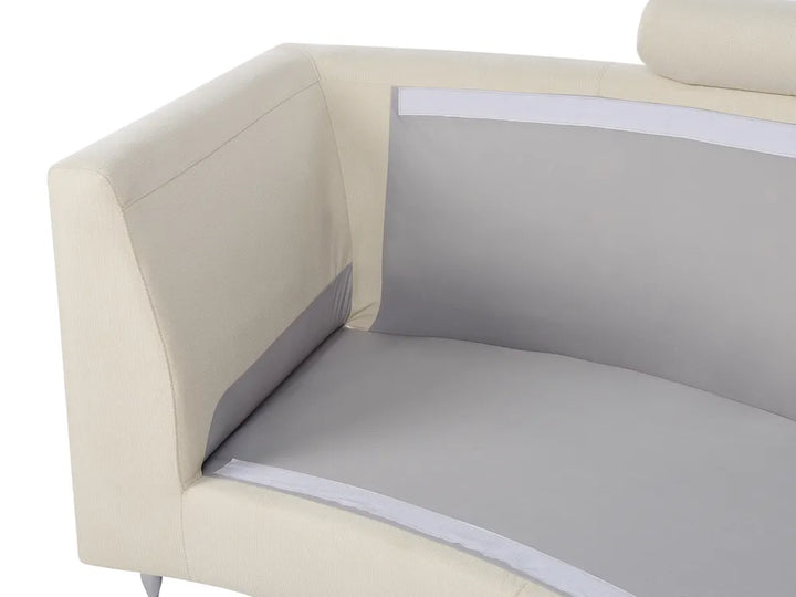 Curved Sofa 7 Seater Fabric Beige Colman