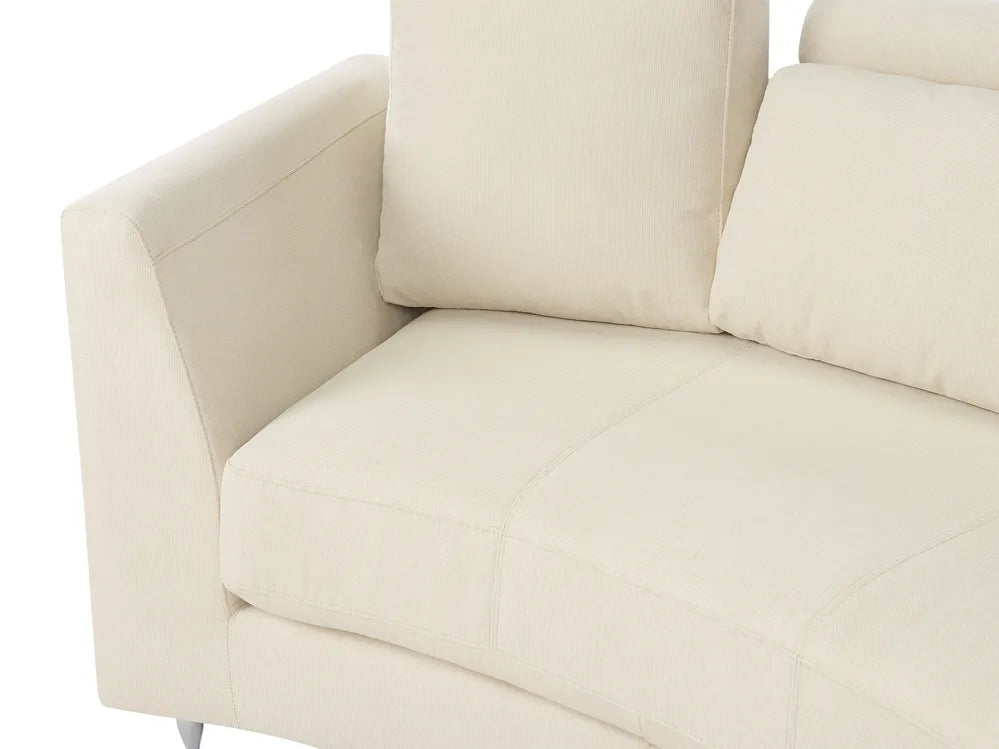 Curved Sofa 7 Seater Fabric Beige Colman