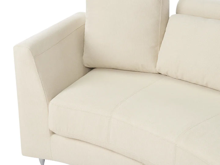Curved Sofa 7 Seater Fabric Beige Colman