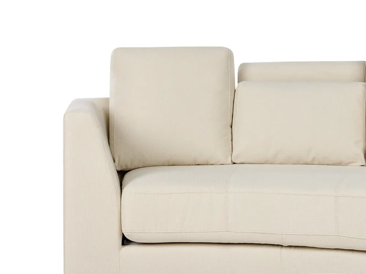 Curved Sofa 7 Seater Fabric Beige Colman