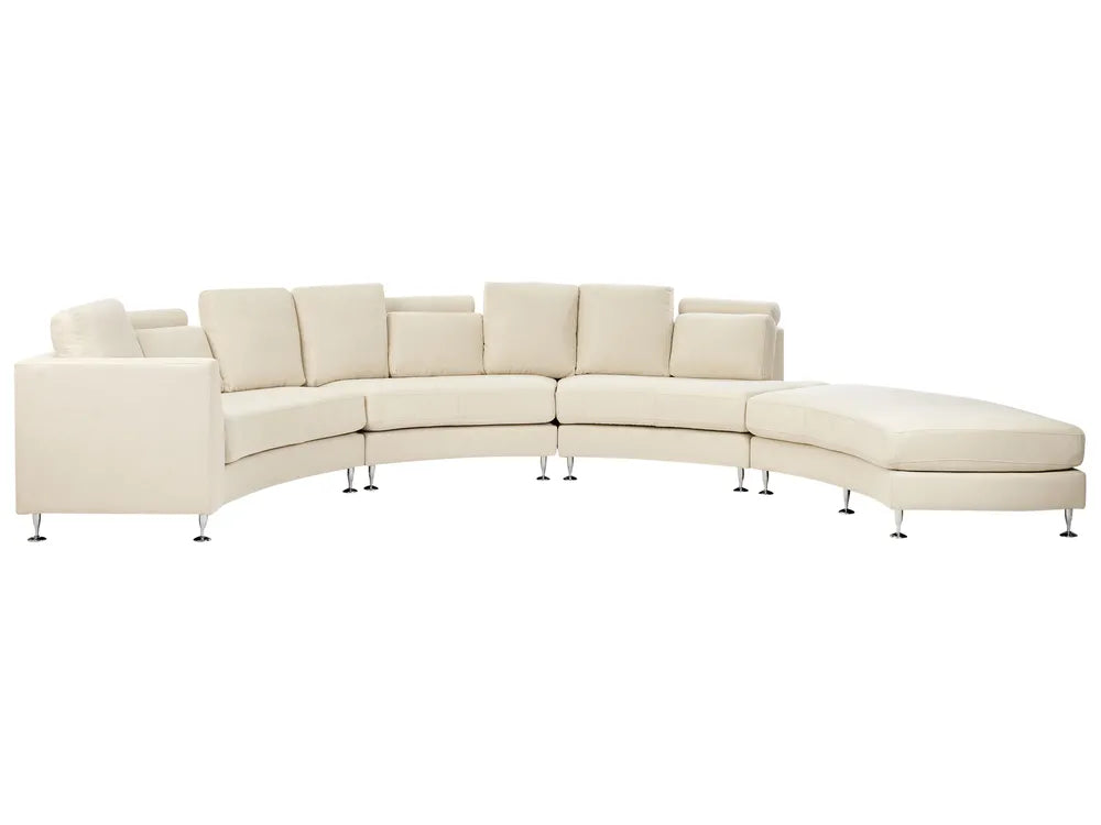 Curved Sofa 7 Seater Fabric Beige Colman